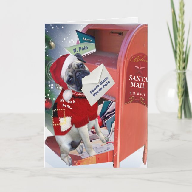 Pug A Letter To Santa Christmas Cards (Front)