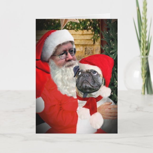 PUG A LOOK AT SANTA HOLIDAY CARD (Front)
