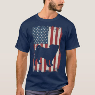Pug American Flag USA Dog Lovers Puppy US T-Shirt