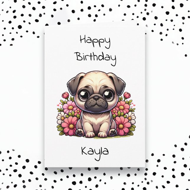 Pug and Colouring Page Personalised Birthday Card (Creator Uploaded)