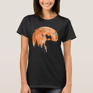 Pug And Moon Silhouette Dog Lover Halloween T-Shirt