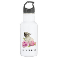 Pug and Peonies | Add Your Name