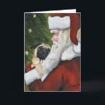 "Pug and Santa" Dog Art Christmas Card<br><div class="desc">This card is a reproduction of my original oil painting of a "Pug and Santa".</div>