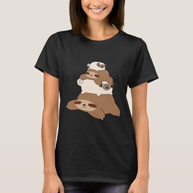 Pug And Sloth Stack T-Shirt (Front)