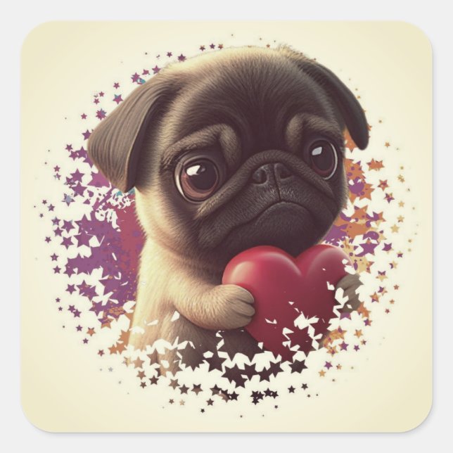 Pug, Animal,nature  Square Sticker (Front)