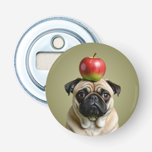 Pug Apple Bottle Opener (Front)