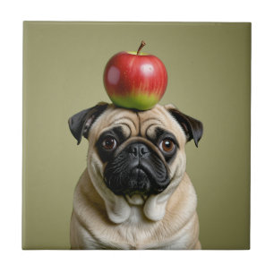Pug Apple Ceramic Tile
