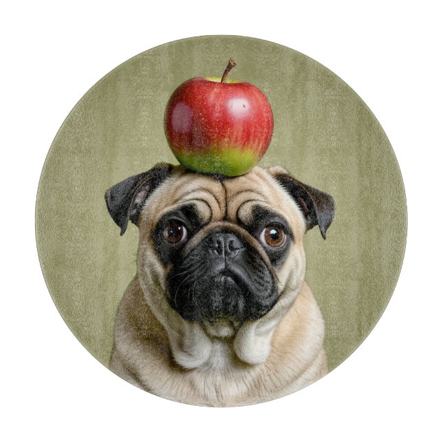 Pug Apple Cutting Board (Front)