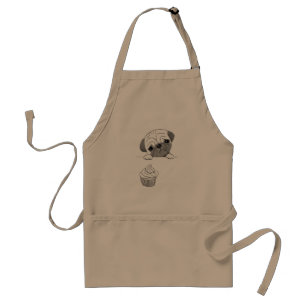 Pug Apron Cute Funny Pug Cupcake Gift for Baker