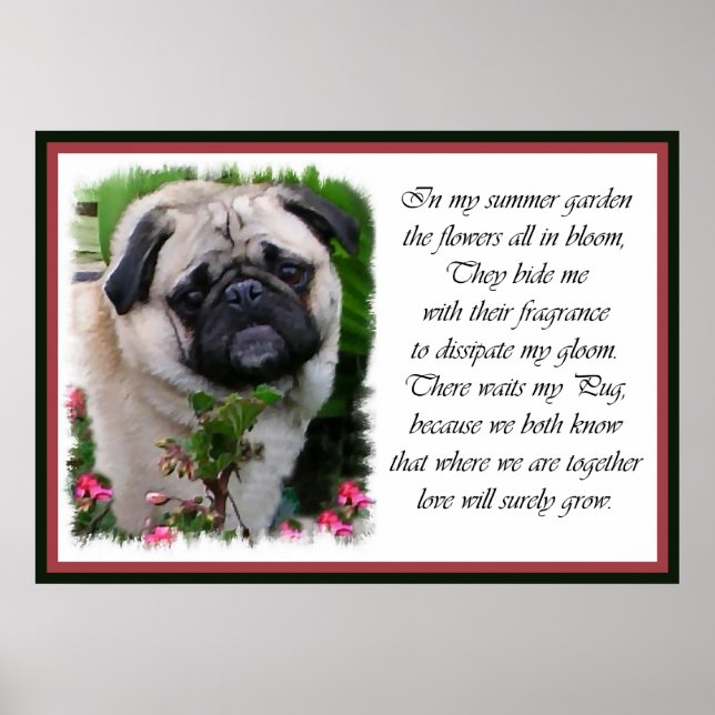 Pug Art Garden Poem Poster (Front)