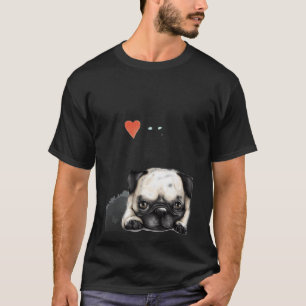 Pug art with I love pugs text overlay T-Shirt