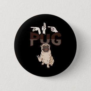 Pug Asl Hand Gesture Deaf Hearing Loss Awareness 1 6 Cm Round Badge