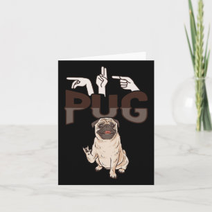 Pug Asl Hand Gesture Deaf Hearing Loss Awareness 1 Card