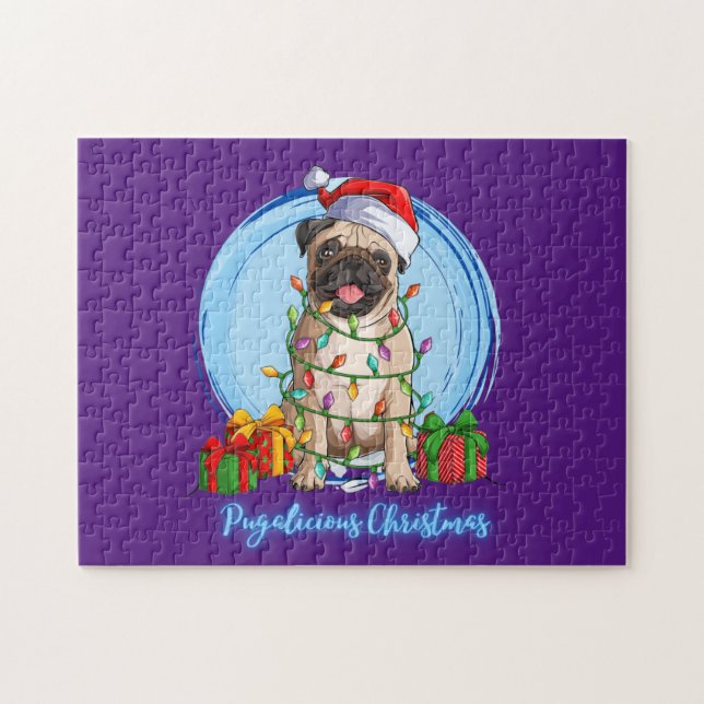 Pug at Christmas  Jigsaw Puzzle (Horizontal)