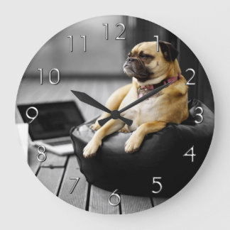 Pug at Rest Large Clock