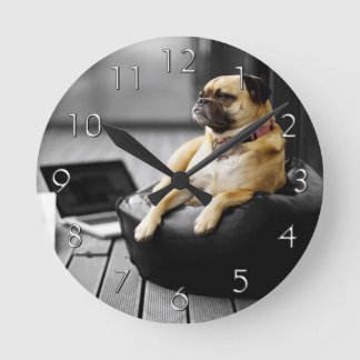 Pug at Rest Round Clock