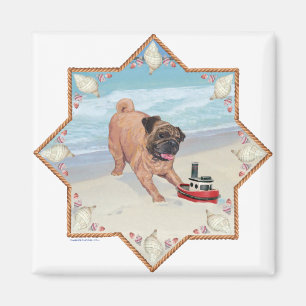 Pug at the Beach Magnet