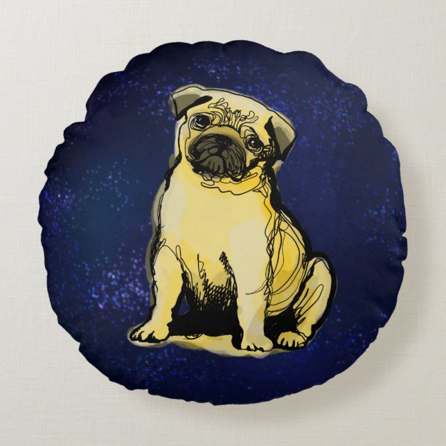 Pug baby,  Round Pillow (Front)