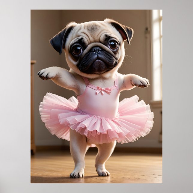 Pug Ballerina Poster (Front)