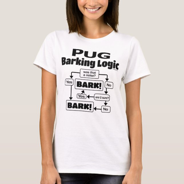Pug Barking Logic T-Shirt (Front)