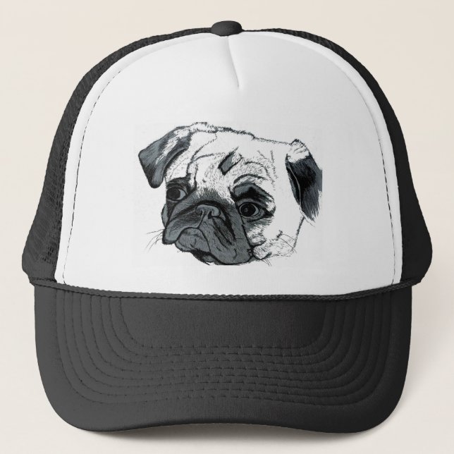 Pug Basebal Hat by Patty's Pet Art (Front)