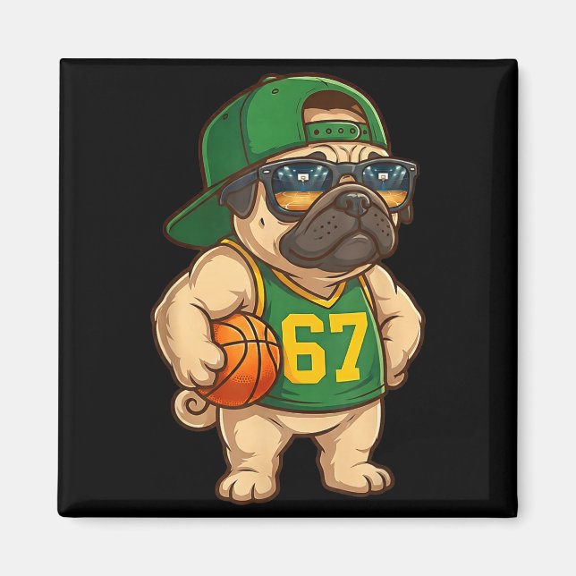 Pug Basketball Dog 67 Gen Alpha Slang Srts Men Boy Magnet (Front)