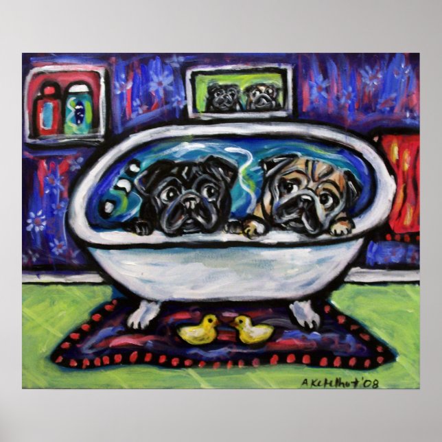 Pug bathtime poster (Front)