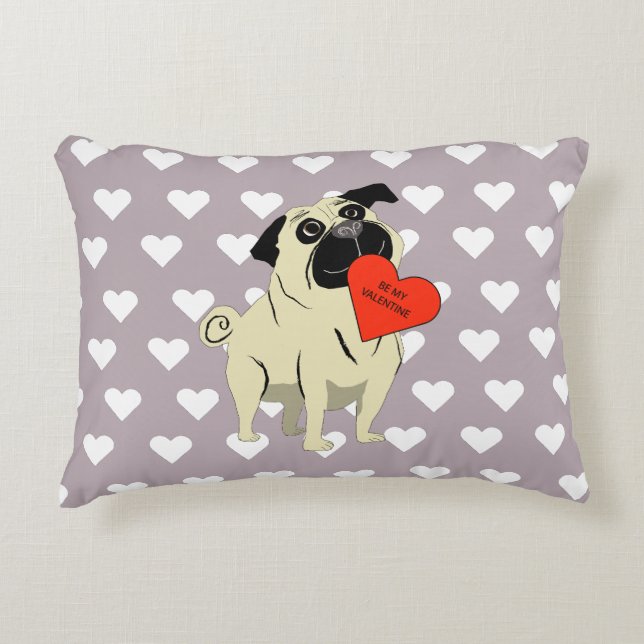 Pug be my Valentine Decorative Cushion (Front)