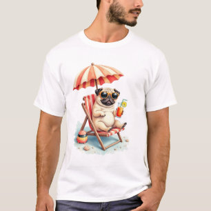Pug Beach Mode Summer Design T-Shirt