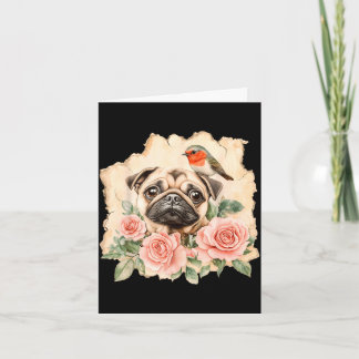 Pug bird cute dog funny pug  card