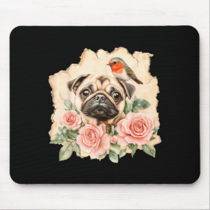 Pug bird cute dog funny pug mouse pad