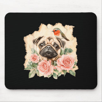 Pug bird cute dog funny pug  mouse pad