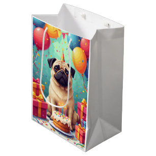 Pug Birthday Celebration Medium Gift Bag