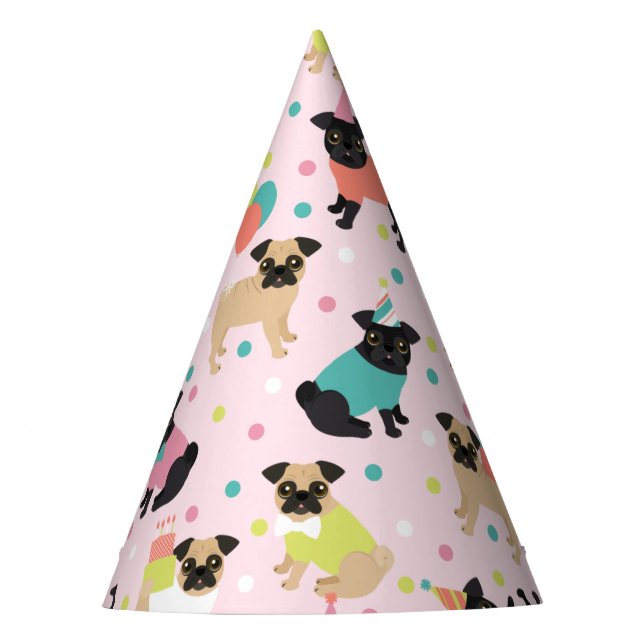 Pug Birthday Party Celebration Hat (Front)