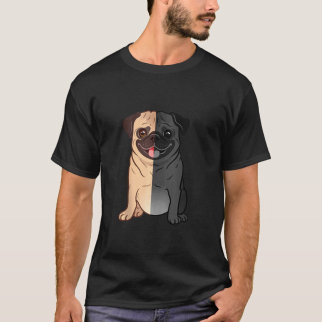Pug Black And White , Pug A Half Black And Pug A H T-Shirt (Front)
