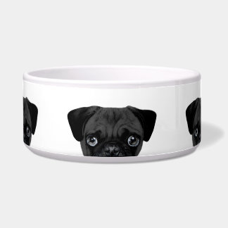 Pug Black  ceramic dog feeding