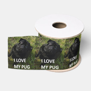 pug black love w pic grosgrain ribbon