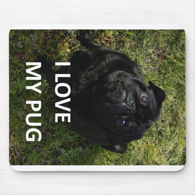 pug black love w pic mouse pad (Front)