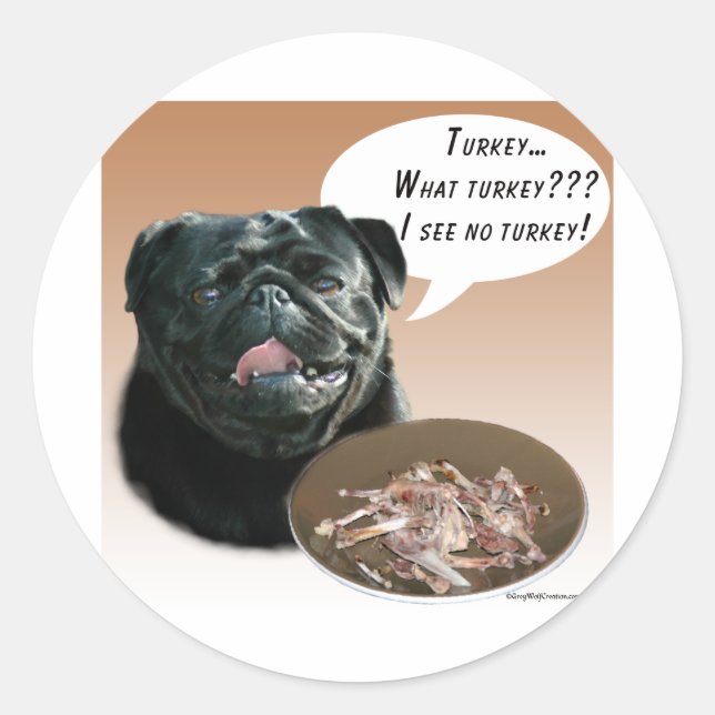 Pug (black) Turkey Classic Round Sticker (Front)