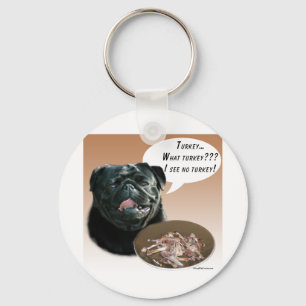 Pug (black) Turkey Key Ring
