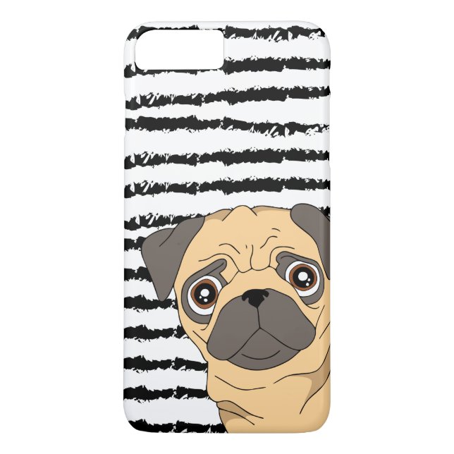 Pug Black White striped Case-Mate iPhone Case (Back)