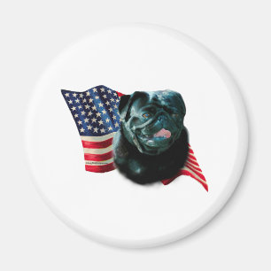 Pug (blk) Flag Magnet