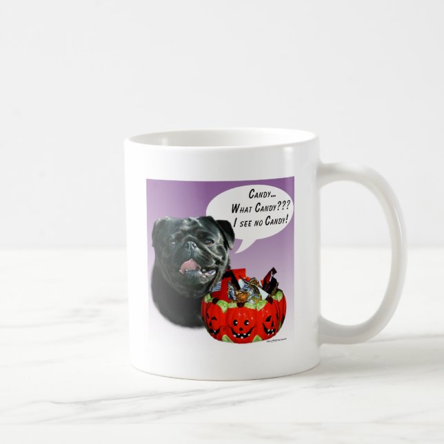 Pug (blk) Halloween Candy Coffee Mug (Right)