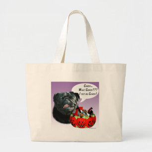Pug (blk) Halloween Candy Large Tote Bag