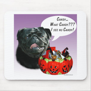 Pug (blk) Halloween Candy Mouse Pad