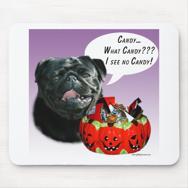 Pug (blk) Halloween Candy Mouse Pad (Front)