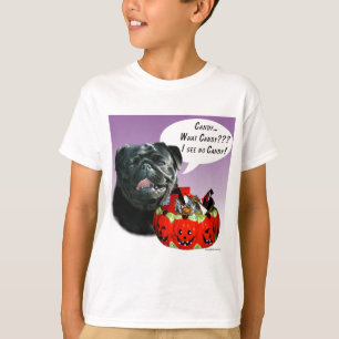 Pug (blk) Halloween Candy T-Shirt