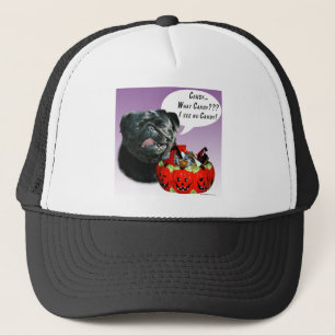 Pug (blk) Halloween Candy Trucker Hat