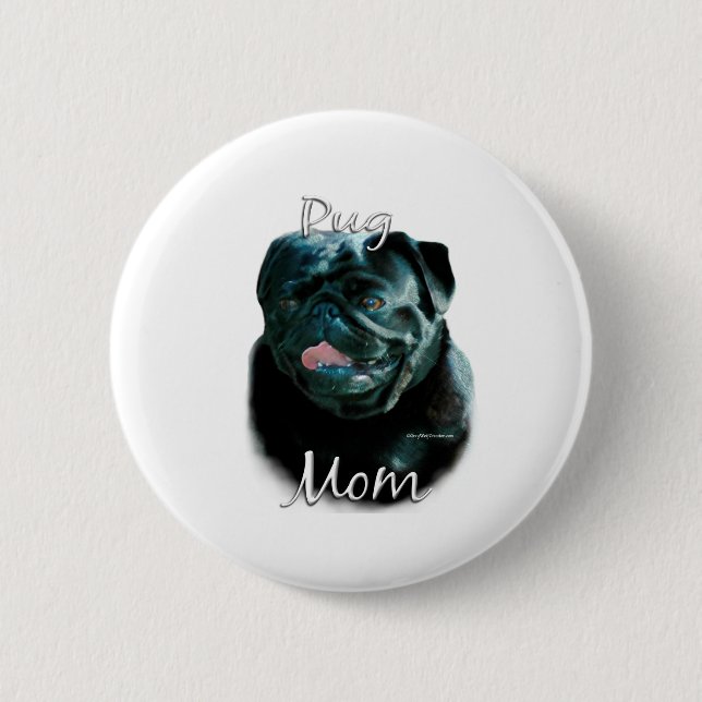 Pug (blk) Mum 2 6 Cm Round Badge (Front)