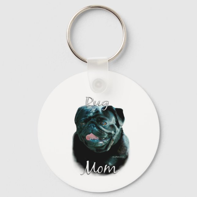 Pug (blk) Mum 2 Key Ring (Front)